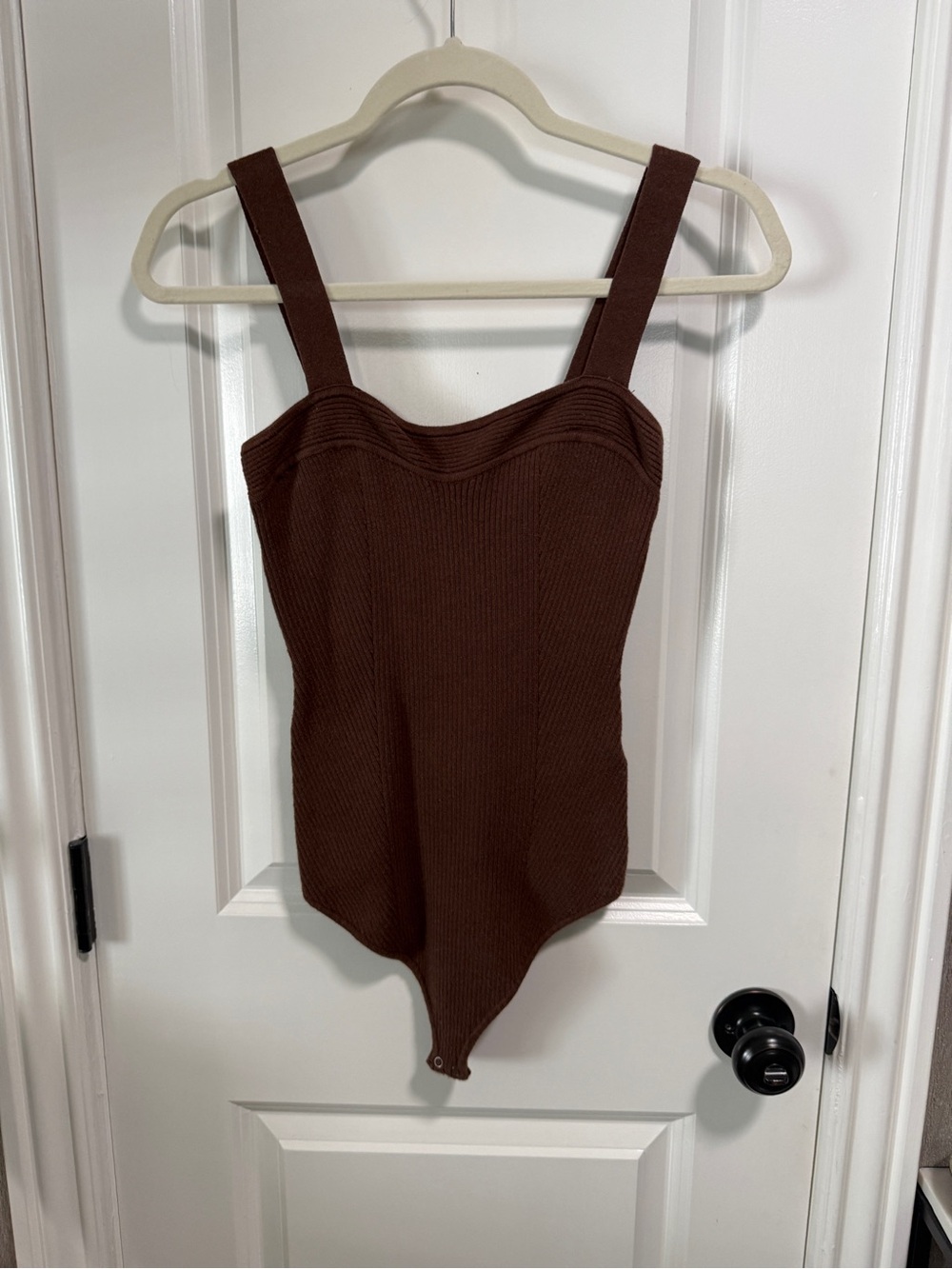 Abercrombie & Fitch Chocolate Brown Ribbed Square-Neck Bodysuit